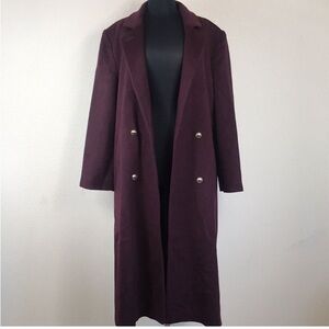 VTG,Worthington ILGWU Elegant Double-Breasted Burgundy Trench Coat Size 8
